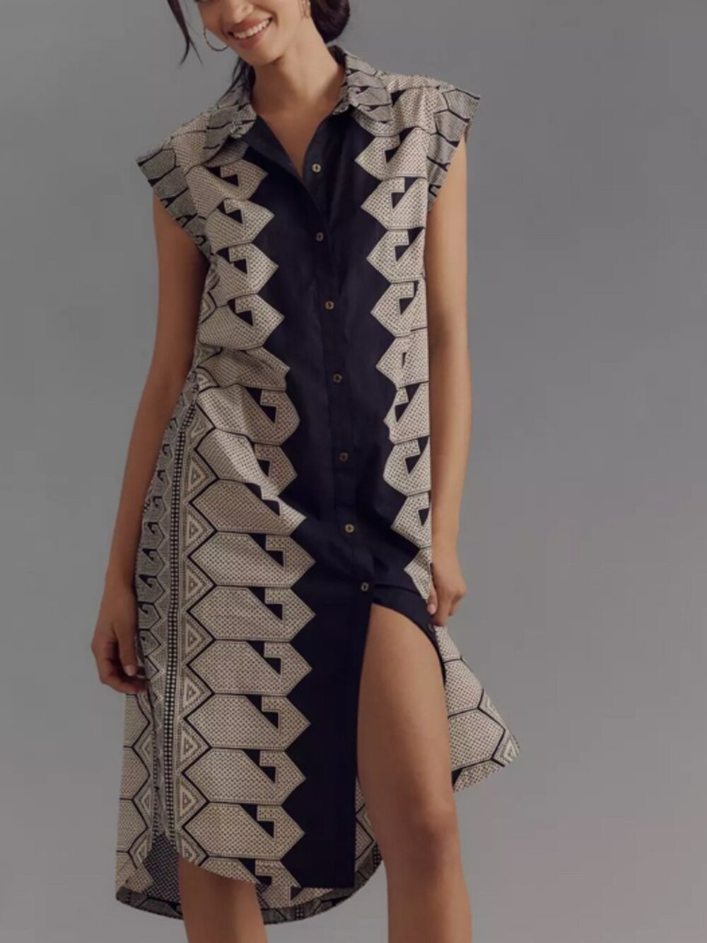 Maeve for Anthropologie Cotton Poplin Shirtdress, Size M